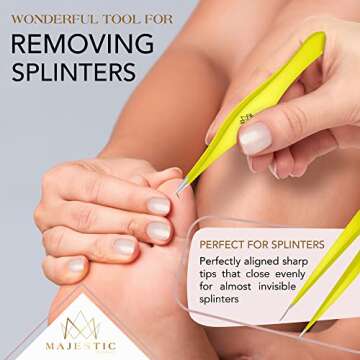 Majestic Bombay Fine Point Tweezers for Women and Men – Splinter Ticks, Facial, Brow and Ingrown Hair Removal–Sharp, Needle Nose, Surgical Tweezers Precision Pluckers best tweezers for chin hair