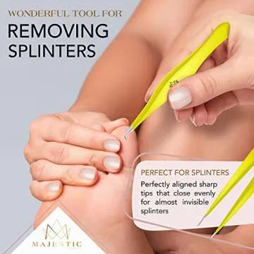 Majestic Bombay Fine Point Tweezers for Women and Men – Splinter Ticks, Facial, Brow and Ingrown Hair Removal–Sharp, Needle Nose, Surgical Tweezers Precision Pluckers best tweezers for chin hair