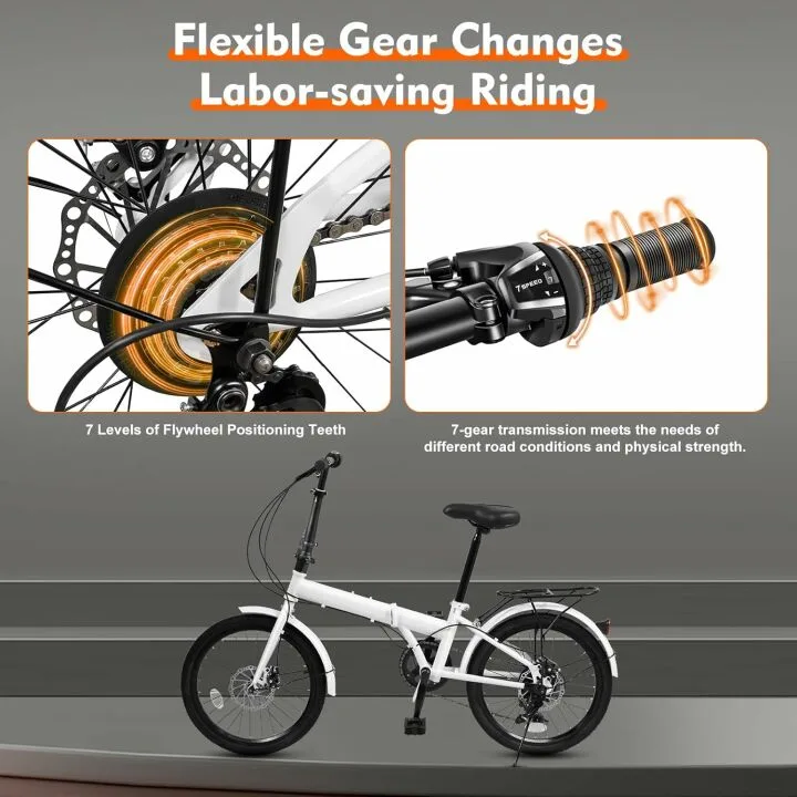 Foldable 20-inch Bike with 7 Gears & Disc Brakes