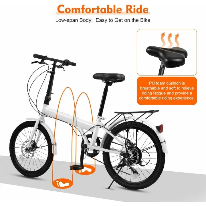 Foldable 20-inch Bike with 7 Gears & Disc Brakes