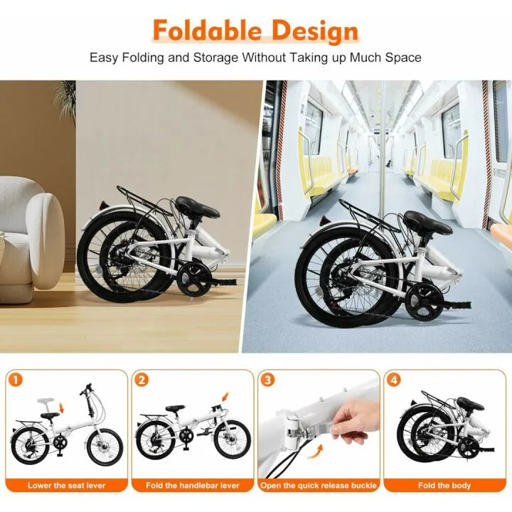 Foldable 20-inch Bike with 7 Gears & Disc Brakes