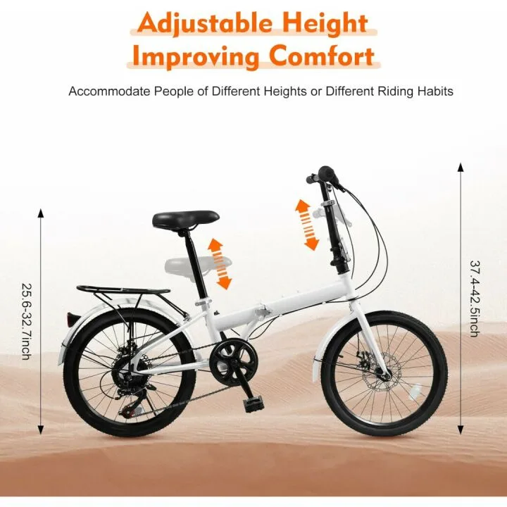 Foldable 20-inch Bike with 7 Gears & Disc Brakes