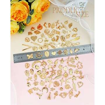 YETOOME 100 Pcs Wholesale Bulk Lots Jewelry Making Charms, Mixed Golden KC Gold Alloy Charms Pendant...