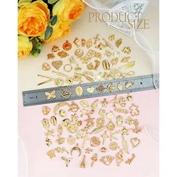 YETOOME 100 Pcs Wholesale Bulk Lots Jewelry Making Charms, Mixed Golden KC Gold Alloy Charms Pendant...