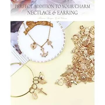 YETOOME 100 Pcs Wholesale Bulk Lots Jewelry Making Charms, Mixed Golden KC Gold Alloy Charms Pendants for Necklace Bracelet Jewelry Making and Crafting supplies