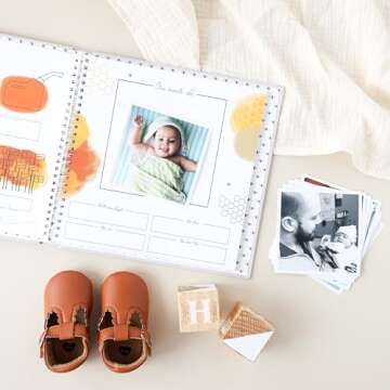 Lucy Darling Baby Memory Book, Luxury Baby First Year Book & Photo Album for Baby Boy/Girl, Keepsake...