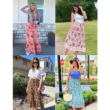 MEROKEETY Floral High Waist Maxi Skirt for Women