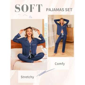 Pjmlifecoco Cozy Two Piece Set For Women Long Sleeve Womens Button Down Sleepwear Two Piece Nightwea...