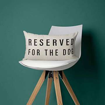 Mancheng-zi Reserved for The Dog Pillow,12 x 20 Pillow Cover,Dog Pillows,Dog Decor,Pillow for Dog,Dog Decorations for The Home,Dog mom Gifts for Women,Pillow Reserved for The Dog(White)