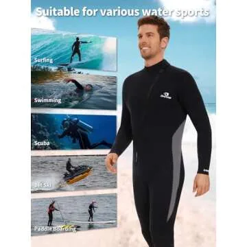 Owntop 5mm Wetsuit for Men - Long Sleeve Full Diving Suits Stretch One Piece Dive Skin UPF50+ Thermal Neoprene Swimwear Ideal for Scuba Surfing Snorkeling, Gray 3XL