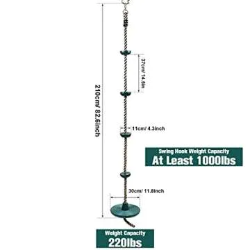 Newtion Kids Tree Swing Climbing Rope with Foot Hold Platforms,Outdoor&Indoor Swings and Accessories - Rope Swing,Green With swing clasp fittings