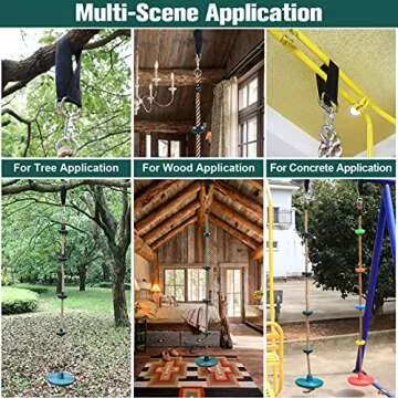 Newtion Kids Tree Swing Climbing Rope with Foot Hold Platforms,Outdoor&Indoor Swings and Accessories - Rope Swing,Green With swing clasp fittings