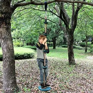 Newtion Kids Tree Swing Climbing Rope with Foot Hold Platforms,Outdoor&Indoor Swings and Accessories - Rope Swing,Green With swing clasp fittings