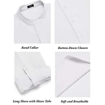 COOFANDY Men's 2 Pieces Cotton Linen Set Long Sleeve Henley Shirts Casual Beach Pants With Pockets Summer Yoga Outfits