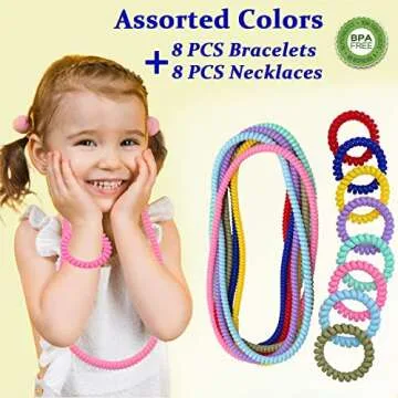 Stretchy Coil Chew Necklaces and Bracelets for Sensory Kids, 16 Pack Teething Bracelets Necklace for...