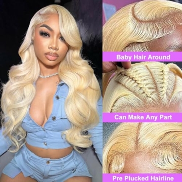 Cukoke 24 Inch Blonde Lace Front Wig Human Hair