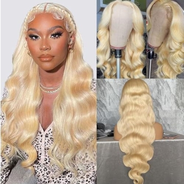 Cukoke 24 Inch Blonde Lace Front Wig Human Hair
