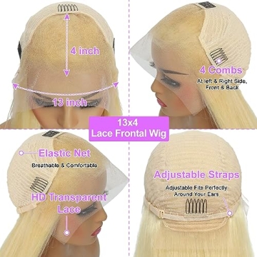 Cukoke 24 Inch Blonde Lace Front Wig Human Hair