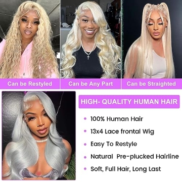 Cukoke 24 Inch Blonde Lace Front Wig Human Hair