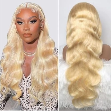 Cukoke 24 Inch Blonde Lace Front Wig Human Hair