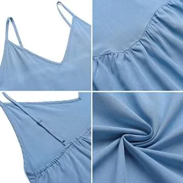OLYCN Women Summer Spaghetti Strap Bathing Suit Cover Ups V Neck Sleeveless Swimsuit Coverups Casual Loose Beachwear Sky Blue