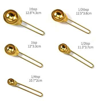 TOPZEA Gold Measuring Cups and Spoons Set of 9, Nesting Stainless Steel Measuring Cup and Measuring Spoon Kitchen Cooking Baking Utensils with Measurement for Dry and Liquid Ingredients