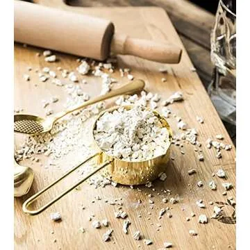 TOPZEA Gold Measuring Cups and Spoons Set of 9, Nesting Stainless Steel Measuring Cup and Measuring Spoon Kitchen Cooking Baking Utensils with Measurement for Dry and Liquid Ingredients