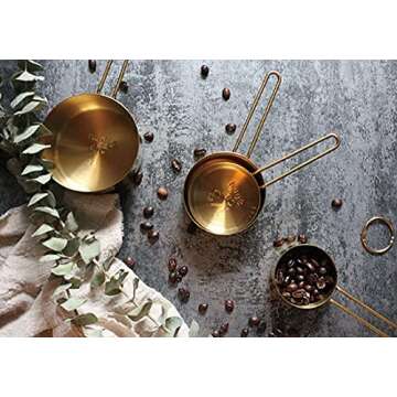 TOPZEA Gold Measuring Cups and Spoons Set of 9, Nesting Stainless Steel Measuring Cup and Measuring Spoon Kitchen Cooking Baking Utensils with Measurement for Dry and Liquid Ingredients