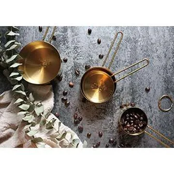 TOPZEA Gold Measuring Cups and Spoons Set of 9, Nesting Stainless Steel Measuring Cup and Measuring Spoon Kitchen Cooking Baking Utensils with Measurement for Dry and Liquid Ingredients