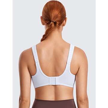 SYROKAN Women's Max Control Underwire Sports Bra High Impact Plus Size with Adjustable Straps White ...