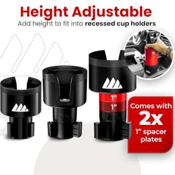 [Upgraded] Integral Ultimate Car Cup Holder Expander - Adjustable Base - Organizer & Expander for Vehicles - Compatible with Mugs, Yeti 14/24/36/46oz, Rambler, Hydro Flasks 32/40oz, 3.4"-4.0" Bottles