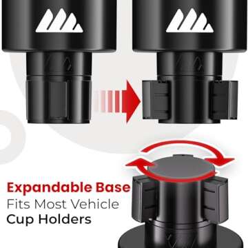 [Upgraded] Integral Ultimate Car Cup Holder Expander - Adjustable Base - Organizer & Expander for Vehicles - Compatible with Mugs, Yeti 14/24/36/46oz, Rambler, Hydro Flasks 32/40oz, 3.4"-4.0" Bottles
