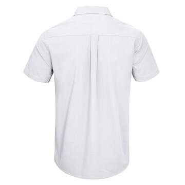JEKAOYI Button Down Short Sleeve Guayabera Linen Shirts for Men Casual Cotton Summer Beach Shirts