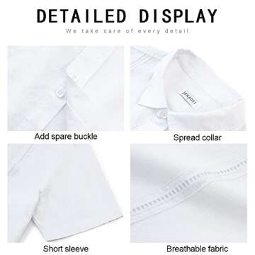 JEKAOYI Button Down Short Sleeve Guayabera Linen Shirts for Men Casual Cotton Summer Beach Shirts