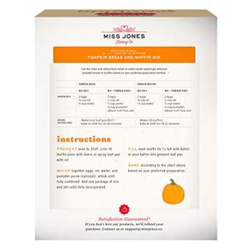 Miss Jones Baking Organic Pumpkin Bread & Muffin Mix - Non-GMO, Vegan-Friendly, 100% Whole Grains (3 Count Case)