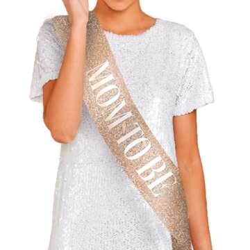 MAGICSHOP4U Mom to be sash - Mom To Be Rose Satin Sash - Baby Shower Decorations, Gender Reveal, Wel...