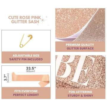 MAGICSHOP4U Mom to be sash - Mom To Be Rose Satin Sash - Baby Shower Decorations, Gender Reveal, Welcome Baby, Baby Sprinkle, Baby Shower Sash, Mummy to be - Light Pink Baby Shower