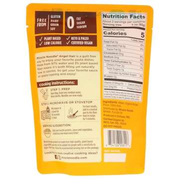 MIRACLE NOODLE Organic Plant Based Angel Hair Noodles, 7 OZ