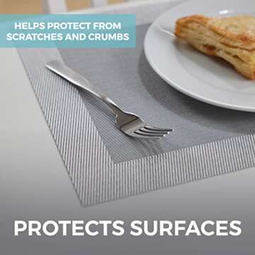 Home Genie Heat Resistant Placemats, Dining Room Table Mats, Protect Surfaces, Woven Placemat Settin...