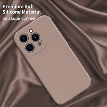 bicol for iPhone 15 Pro Case with Screen Protector,Enhanced Camera Lens Protection,Soft Liquid Silicone Slim Fit Protective Phone Cover 6.1" Light Brown