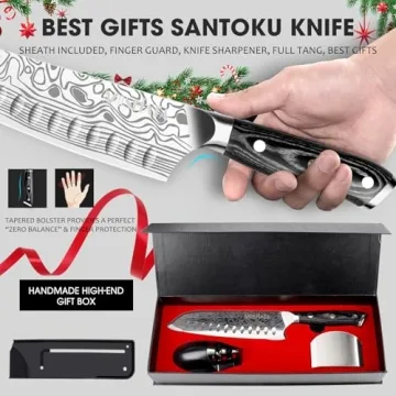 MOSFiATA Santoku Knife - Ultra Sharp 7" German Steel Knife