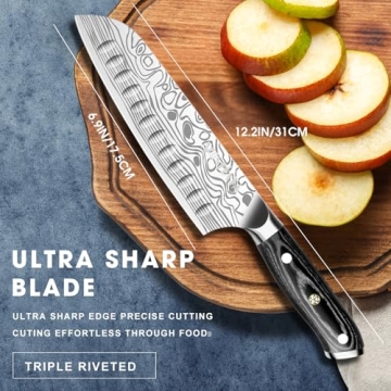 MOSFiATA Santoku Knife - Ultra Sharp 7" German Steel Knife