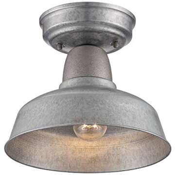 John Timberland Urban Barn Rustic Industrial Farmhouse Semi Flush-Mount Outdoor Ceiling Light Fixtur...
