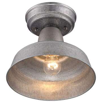 John Timberland Urban Barn Rustic Industrial Farmhouse Semi Flush-Mount Outdoor Ceiling Light Fixture Galvanized 10 1/4" for Exterior Deck House Porch Patio Outside Garage Front Door Garden