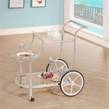 Coaster Home Furnishings Sarandon 3-Tier Serving Cart Chrome and Clear