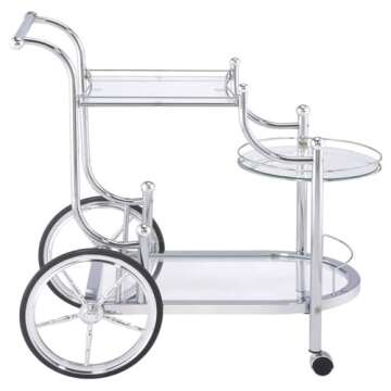 Coaster Home Furnishings Sarandon 3-Tier Serving Cart Chrome and Clear