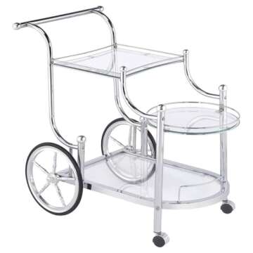 Coaster Home Furnishings Sarandon 3-Tier Serving Cart Chrome and Clear