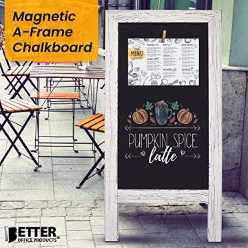 Better Office Products Magnetic A-Frame Chalkboard Sign, Extra Large 20" x 40", Standing Chalkboard ...