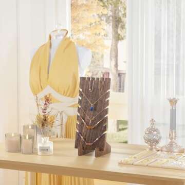 Lolalet Wooden Jewelry Display Series, Necklace Bracelets Earrings Rings Jewelries Stand Freestandin...