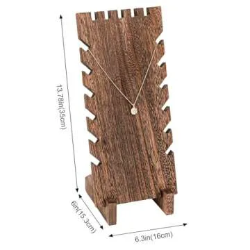 Lolalet Wooden Jewelry Display Series, Necklace Bracelets Earrings Rings Jewelries Stand Freestanding Natural Wood Holder Jewelry Rack for Selling Vendor Store -1 Pack, Necklace